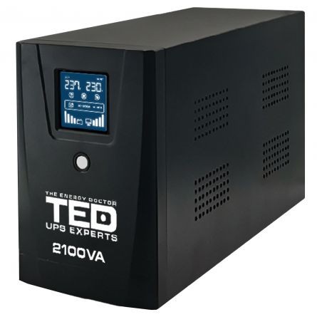 UPS 2100VA/1200W LCD Line Interactive AVR 2 schuko 2x9Ah USB Management TED Electric TED001603 - imagine 4